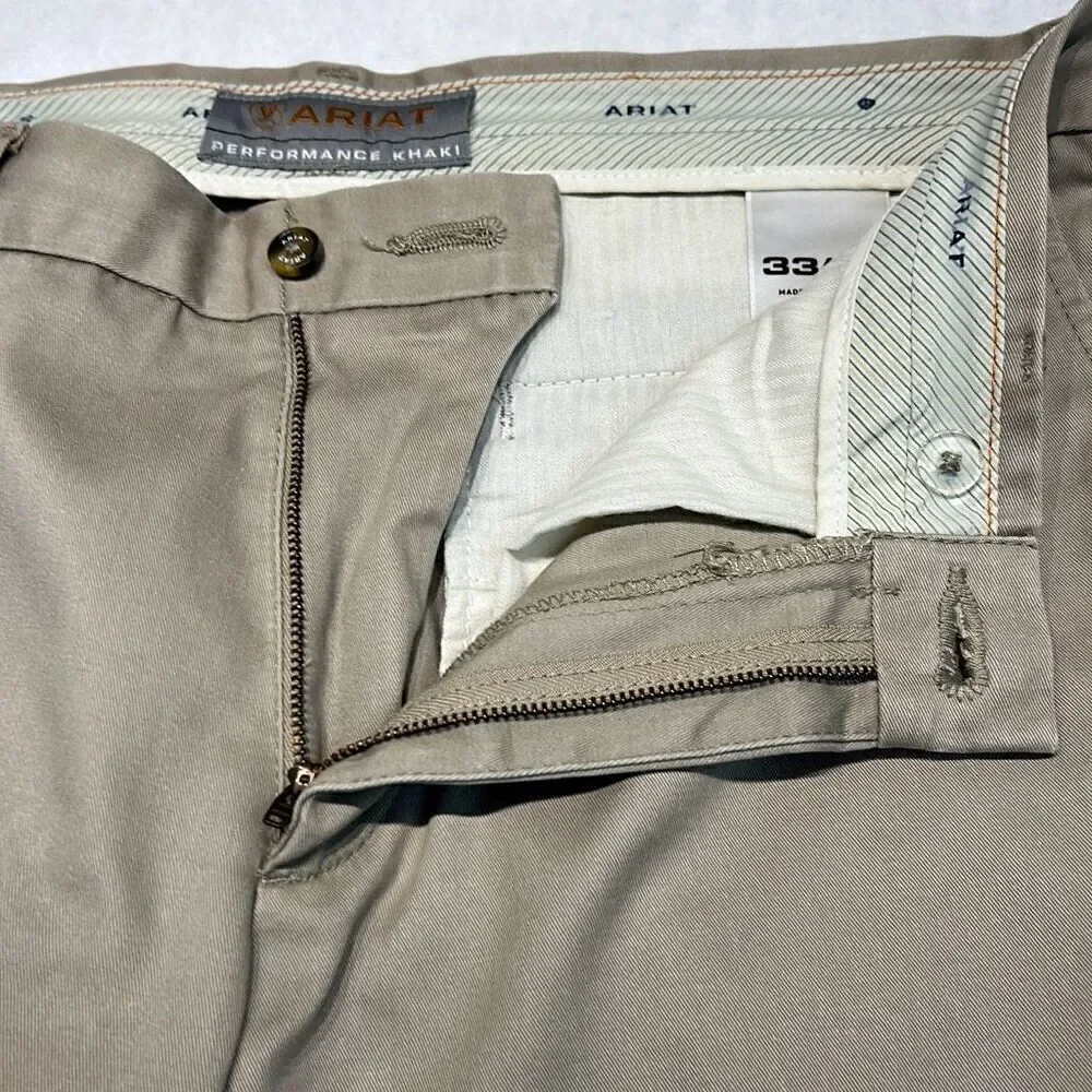 Ariat Mens Performance Khaki Pants Chinos Sz 33x32 (L0547)